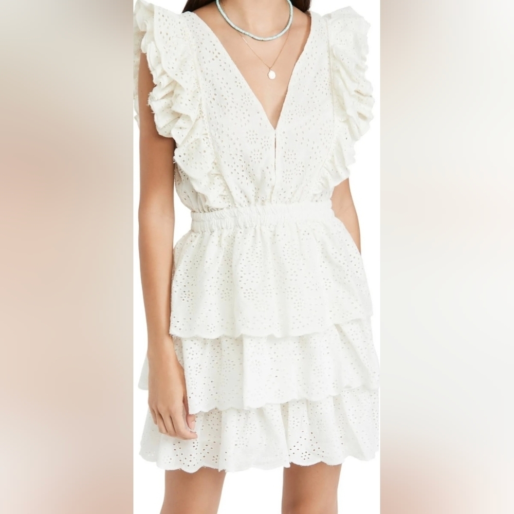 Love The Label Shopbop boho coquette girly fairy Cream Eyelet Ruffle Dress Small